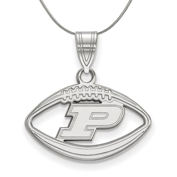 Sterling Silver Purdue Football ´P´ Pendant...